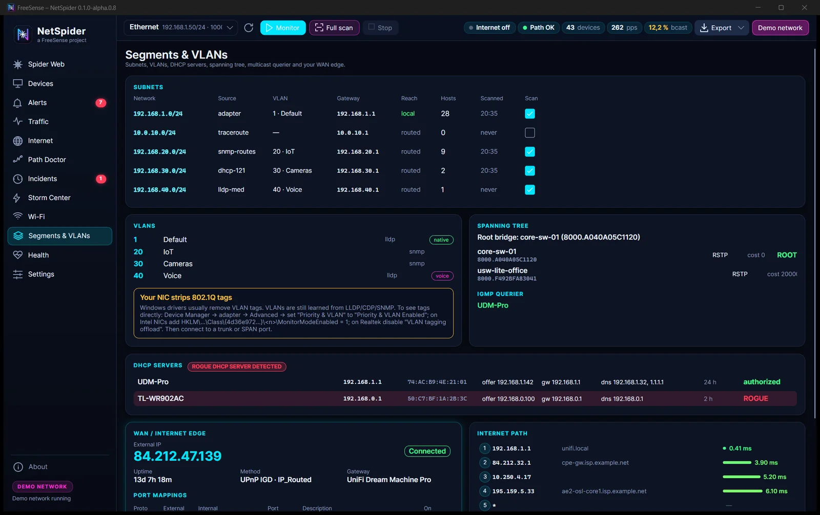 NetSpider Segments view