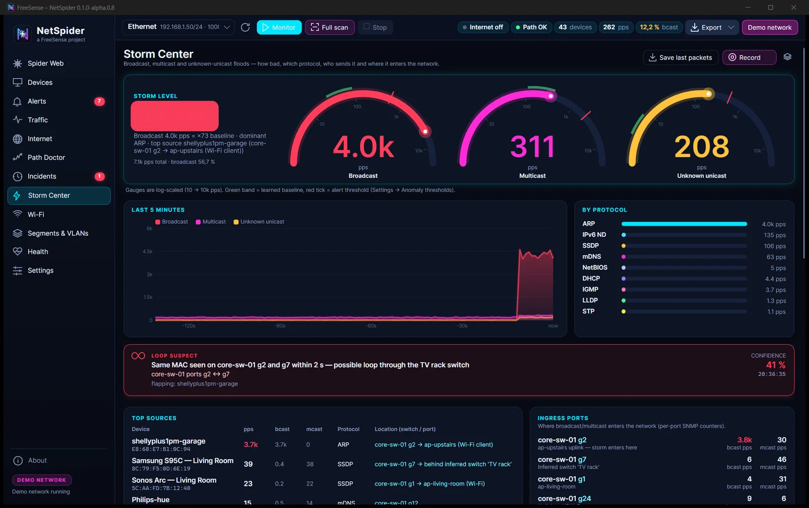 NetSpider Storm Center view